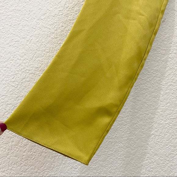 Missguided Mustard Lime Long Sleeves Plunge Dress Size 4 - Picture 11 of 16